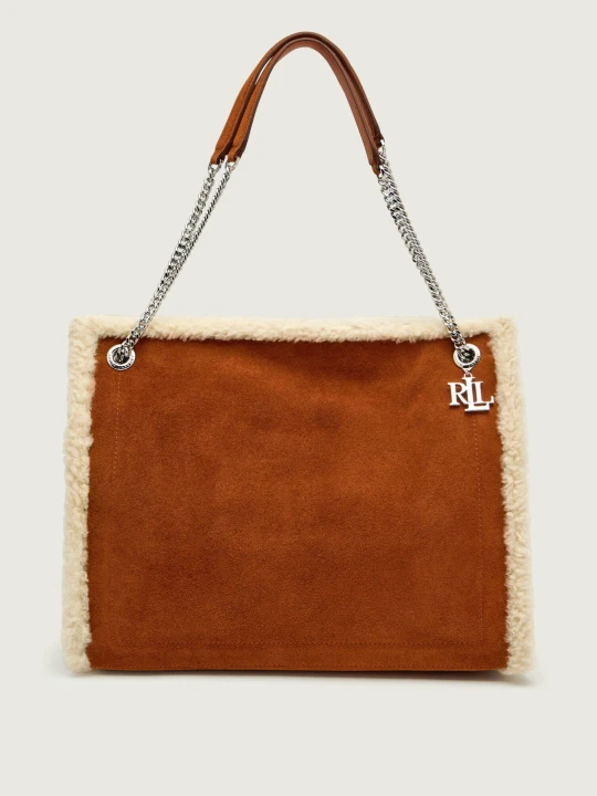 Zdjęcie produktu LAUREN RALPH LAUREN Shopperka Bradley | shearling | zamsz camel