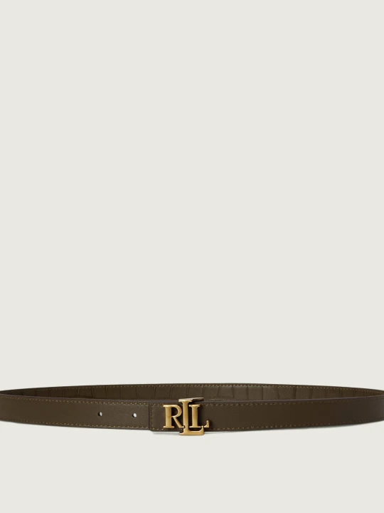Zdjęcie produktu LAUREN RALPH LAUREN Skórzany dwustronny pasek Logo Reversible oliwkowy