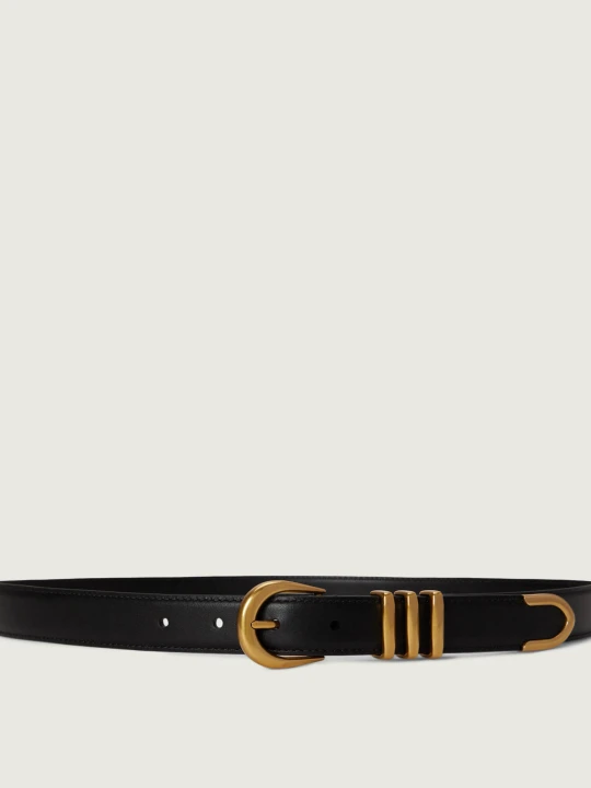 Zdjęcie produktu LAUREN RALPH LAUREN Skórzany pasek Metal Keeper czarny