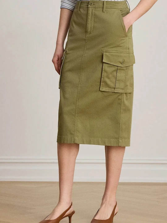 Zdjęcie produktu Lauren Ralph Lauren spódnica ołówkowa bawełniana z elastanem zielony