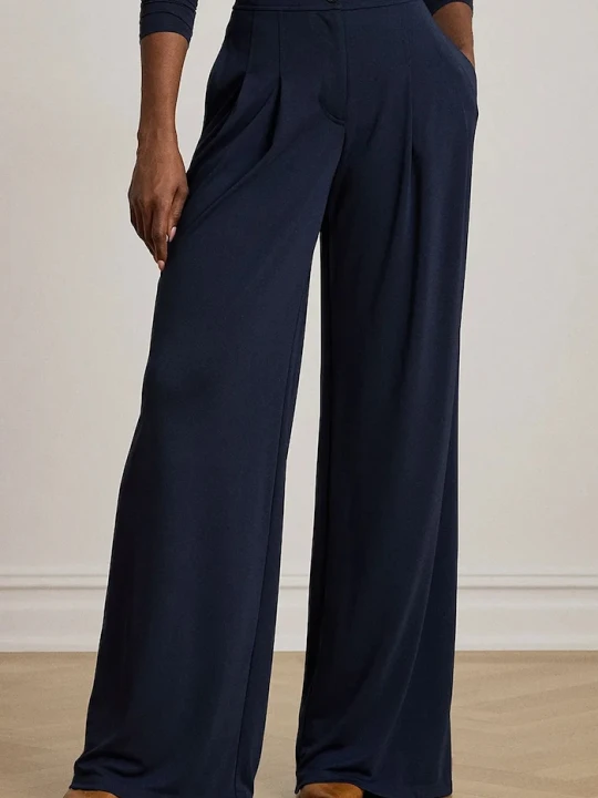 Zdjęcie produktu Lauren Ralph Lauren spodnie wide leg damskie granatowy