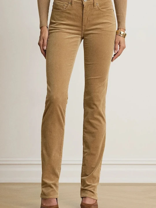 Zdjęcie produktu Lauren Ralph Lauren spodnie damskie sztruksowe beżowy