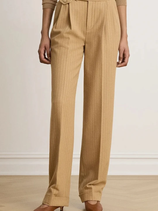 Zdjęcie produktu Lauren Ralph Lauren spodnie garniturowe damskie z wełną brązowy