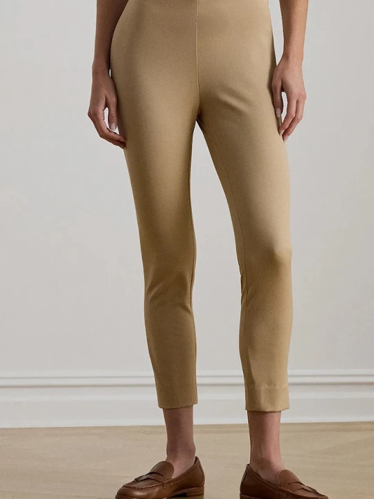 Zdjęcie produktu Lauren Ralph Lauren spodnie slim fit damskie z wiskozą beżowy