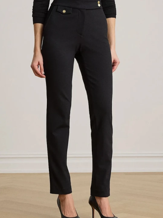Zdjęcie produktu Lauren Ralph Lauren spodnie slim fit damskie z wiskozą czarny