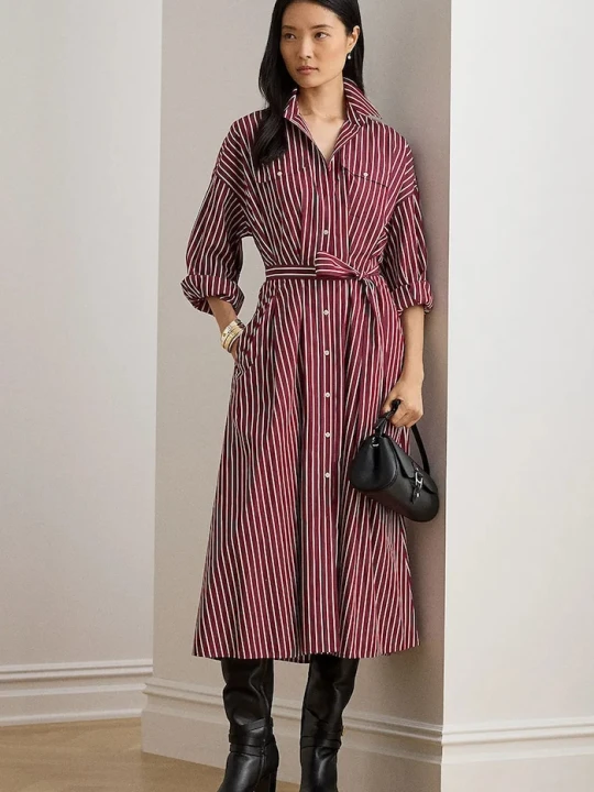 Zdjęcie produktu Lauren Ralph Lauren sukienka bawełniana bordowy