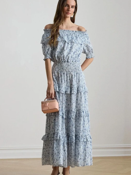 Zdjęcie produktu Lauren Ralph Lauren sukienka hiszpanka bawełniana niebieski