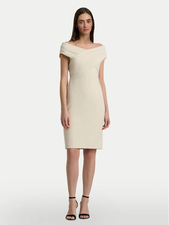 Zdjęcie produktu Lauren Ralph Lauren Sukienka koktajlowa 253936390002 Écru Slim Fit Kremowy