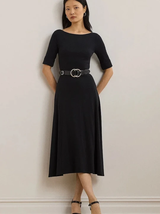 Zdjęcie produktu Lauren Ralph Lauren sukienka rozkloszowana z bawełną czarny