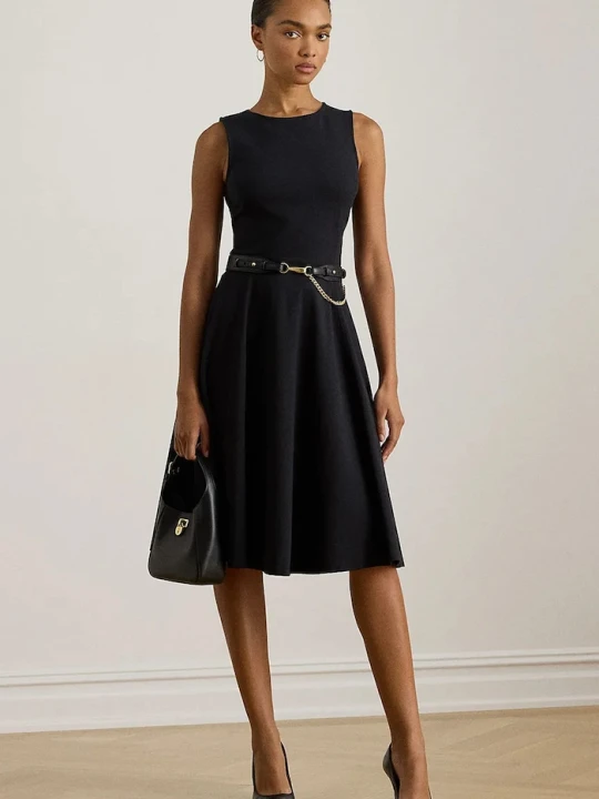 Zdjęcie produktu Lauren Ralph Lauren sukienka rozkloszowana z wiskozą czarny