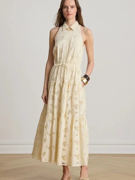 Zdjęcie produktu Lauren Ralph Lauren sukienka koszulowa bawełniana beżowy