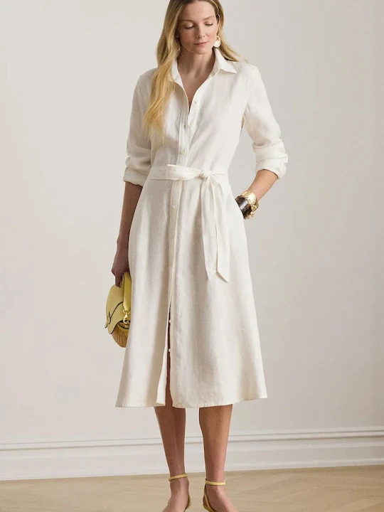 Zdjęcie produktu Lauren Ralph Lauren sukienka lniana biały
