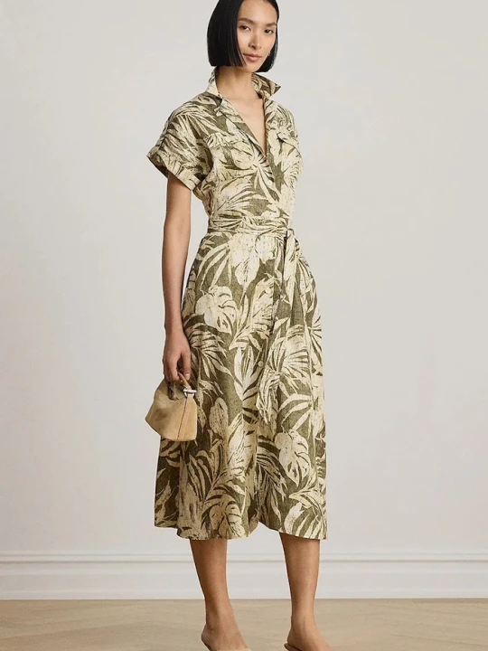 Zdjęcie produktu Lauren Ralph Lauren sukienka rozkloszowana lniana zielony