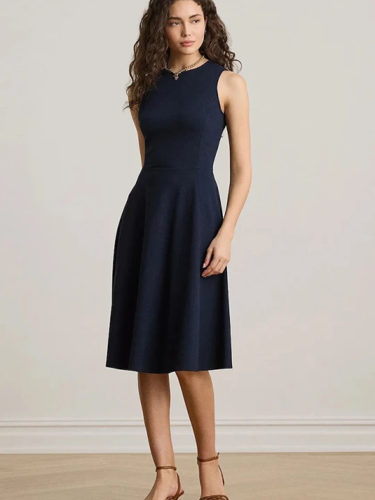 Zdjęcie produktu Lauren Ralph Lauren sukienka rozkloszowana z wiskozą granatowy