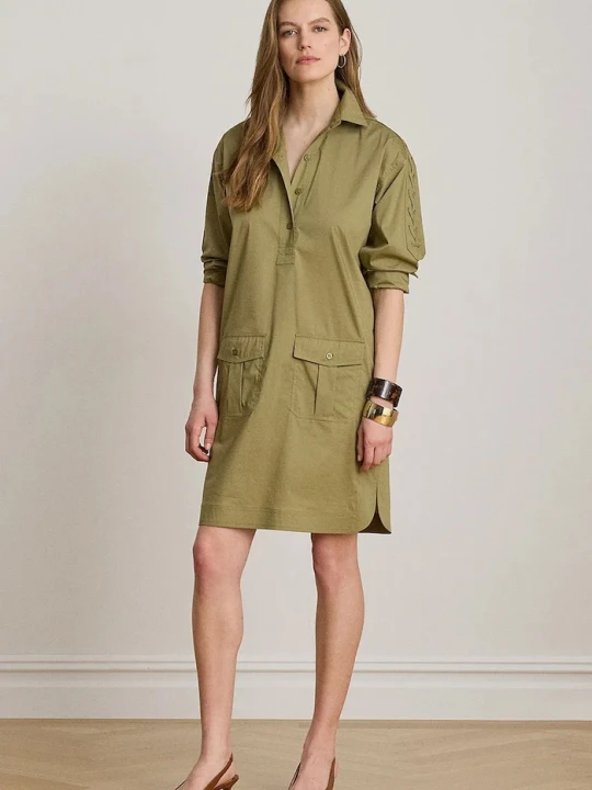Zdjęcie produktu Lauren Ralph Lauren sukienka z bawełną zielony