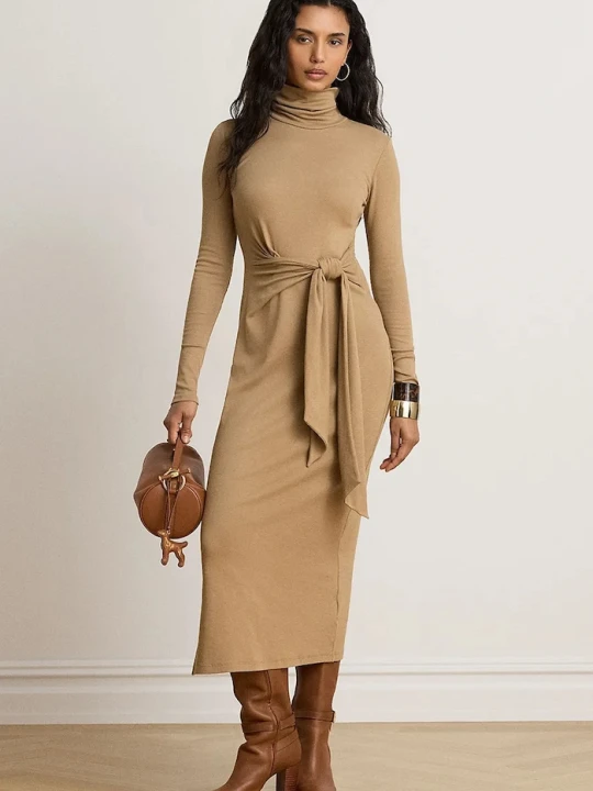 Zdjęcie produktu Lauren Ralph Lauren sukienka z bawełną brązowy