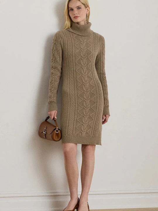 Zdjęcie produktu Lauren Ralph Lauren sukienka z dodatkiem wełny beżowy