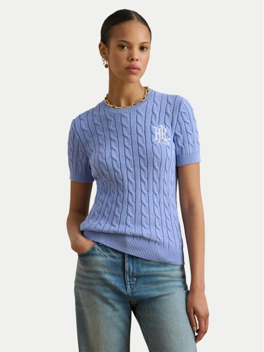 Zdjęcie produktu LAUREN RALPH LAUREN Sweter 200P07025003 Błękitny Relaxed Fit Niebieski jasny