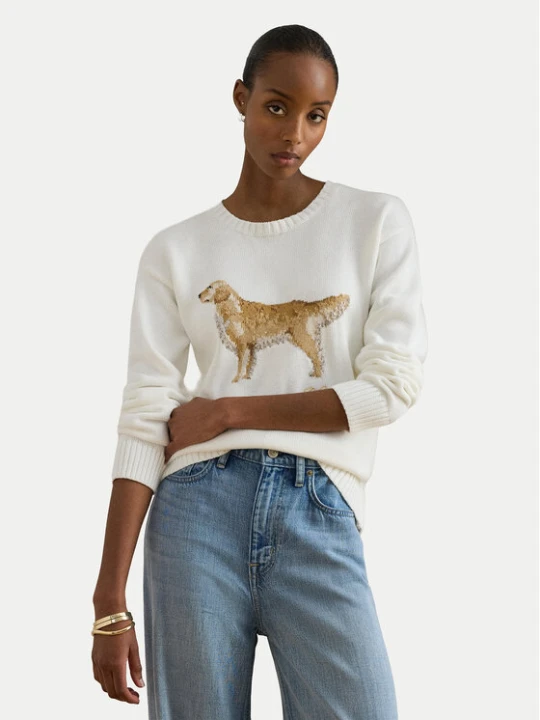 Zdjęcie produktu LAUREN RALPH LAUREN Sweter 200P10148001 Biały Relaxed Fit