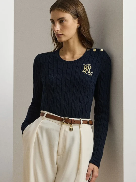 Zdjęcie produktu Lauren Ralph Lauren sweter bawełniany granatowy