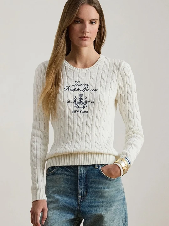 Zdjęcie produktu Lauren Ralph Lauren sweter bawełniany biały