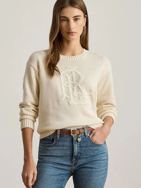 Zdjęcie produktu Lauren Ralph Lauren sweter damski bawełniany beżowy