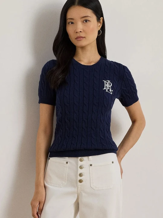 Zdjęcie produktu Lauren Ralph Lauren sweter bawełniany granatowy