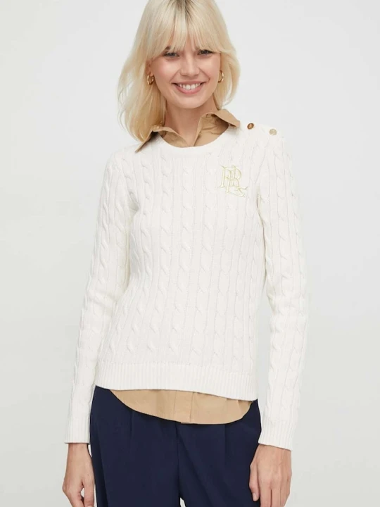 Zdjęcie produktu Lauren Ralph Lauren sweter bawełniany beżowy