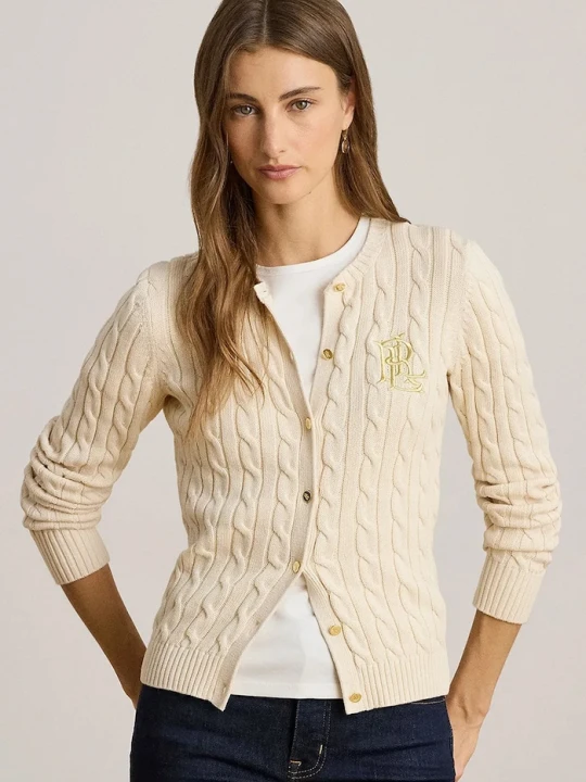 Zdjęcie produktu Lauren Ralph Lauren kardigan damski bawełniany beżowy