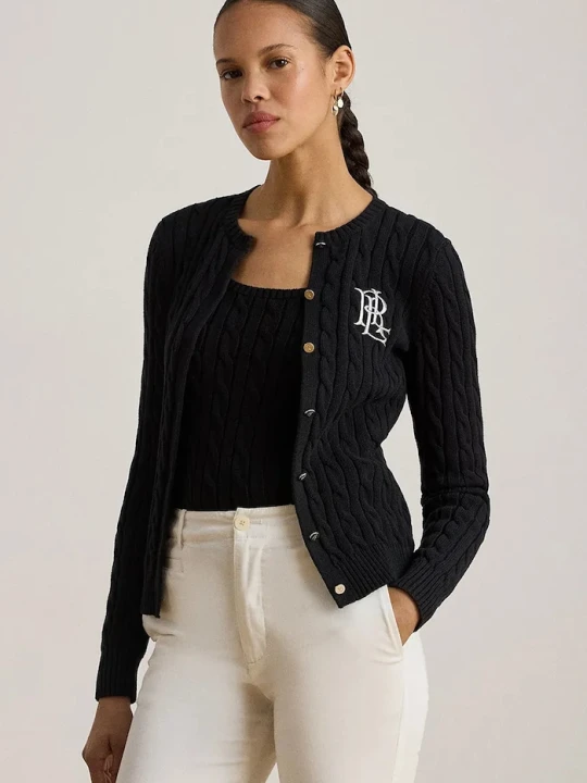 Zdjęcie produktu Lauren Ralph Lauren kardigan damski bawełniany czarny