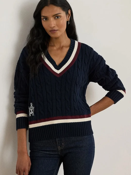 Zdjęcie produktu Lauren Ralph Lauren sweter bawełniany granatowy