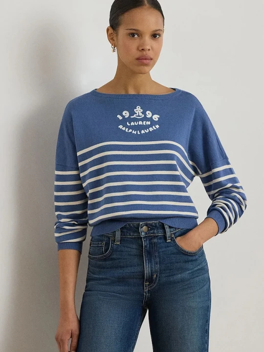 Zdjęcie produktu Lauren Ralph Lauren sweter damski bawełniany niebieski