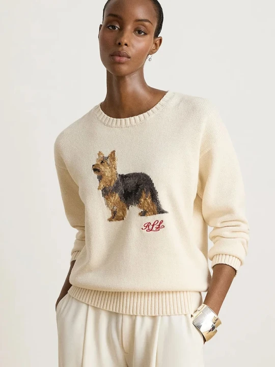 Zdjęcie produktu Lauren Ralph Lauren sweter damski bawełniany beżowy