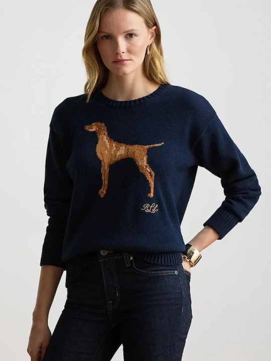 Zdjęcie produktu Lauren Ralph Lauren sweter damski bawełniany granatowy