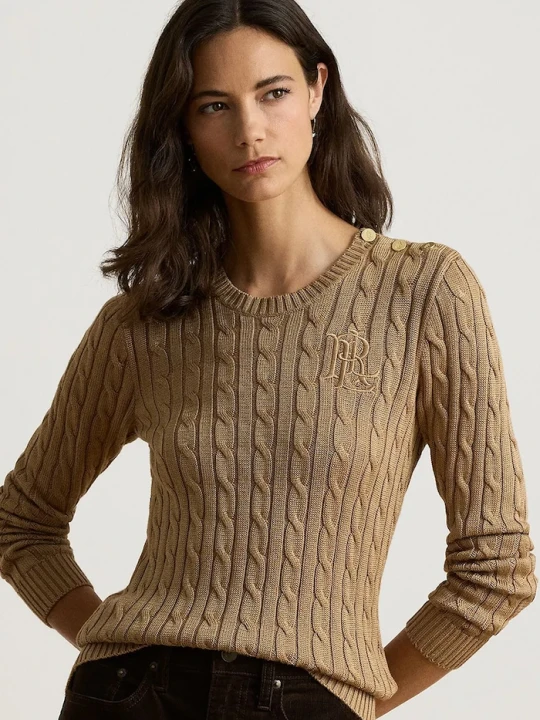 Zdjęcie produktu Lauren Ralph Lauren sweter damski z bawełną brązowy