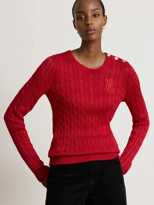 Zdjęcie produktu Lauren Ralph Lauren sweter damski z bawełną czerwony
