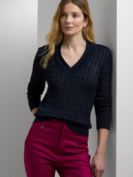 Zdjęcie produktu Lauren Ralph Lauren sweter damski z bawełną niebieski