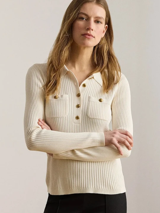 Zdjęcie produktu Lauren Ralph Lauren sweter damski z wiskozą beżowy
