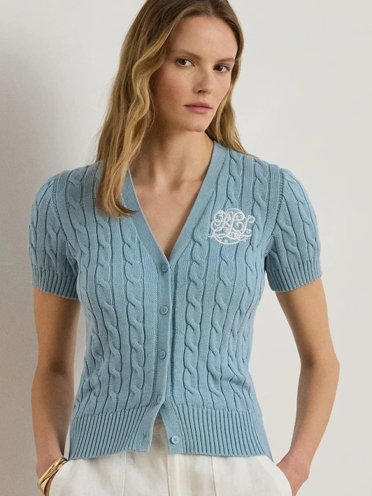 Zdjęcie produktu Lauren Ralph Lauren sweter rozpinany damski bawełniany niebieski