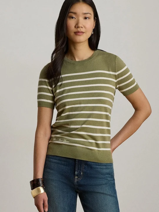 Zdjęcie produktu Lauren Ralph Lauren sweter z krótkim rękawem damski z modalem zielony
