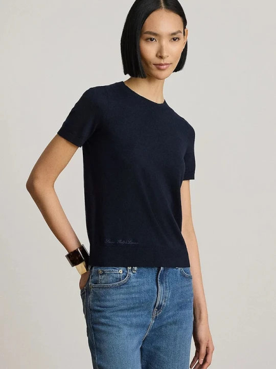 Zdjęcie produktu Lauren Ralph Lauren sweter z krótkim rękawem damski z modalem granatowy