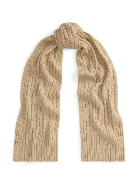 Zdjęcie produktu Lauren Ralph Lauren szalik damski z dodatkiem wełny beżowy