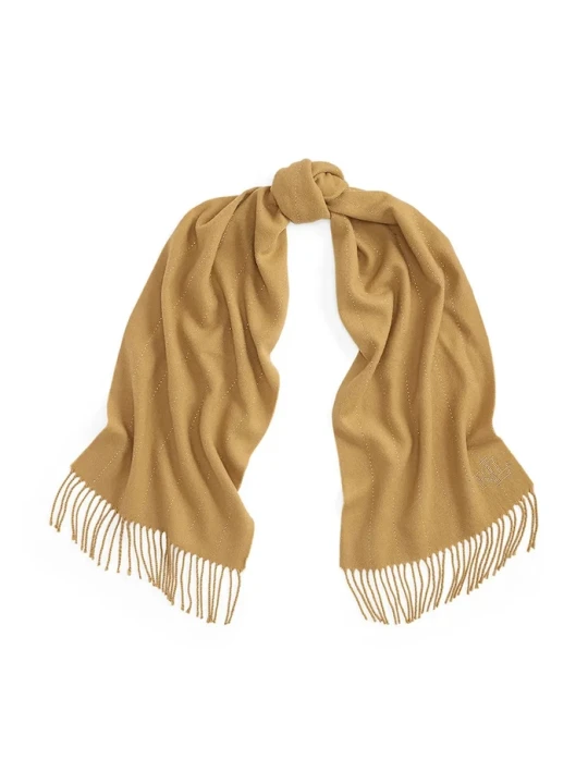 Zdjęcie produktu Lauren Ralph Lauren szalik damski z dodatkiem wełny brązowy