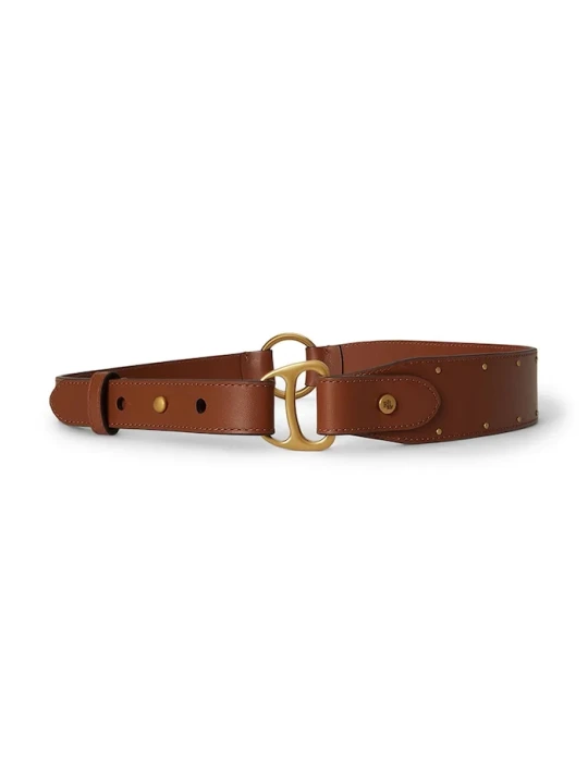 Zdjęcie produktu Lauren Ralph Lauren szeroki pasek damski skórzany brązowy