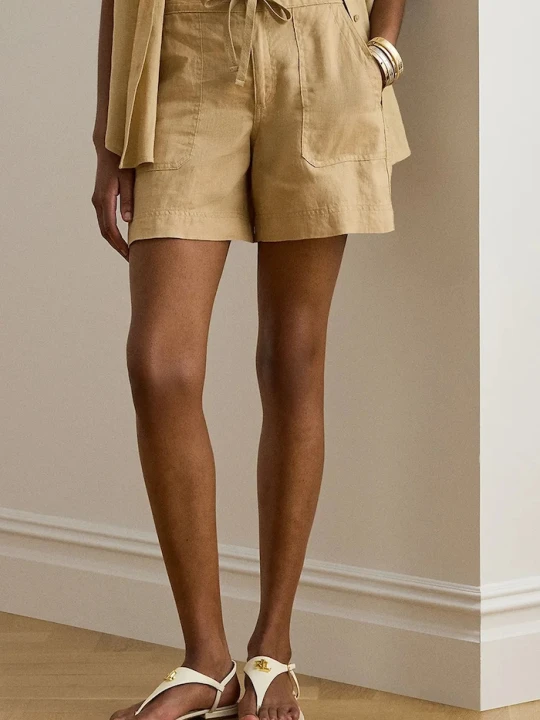 Zdjęcie produktu Lauren Ralph Lauren szorty damskie lniane beżowy