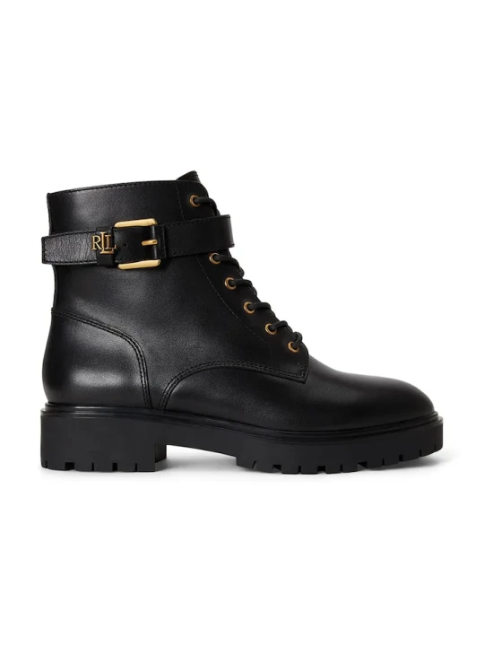 Zdjęcie produktu Lauren Ralph Lauren sztyblety damskie skórzane Allyson Logo czarny