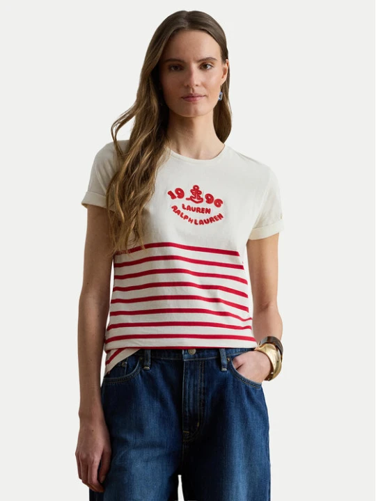 Zdjęcie produktu LAUREN RALPH LAUREN T-Shirt 200B21056002 Écru Relaxed Fit Kremowy