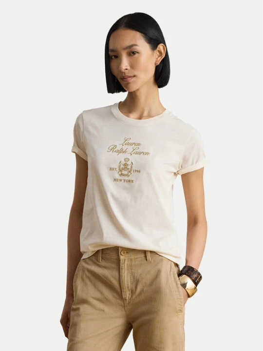 Zdjęcie produktu LAUREN RALPH LAUREN T-Shirt 200P13943002 Kremowy Regular Fit