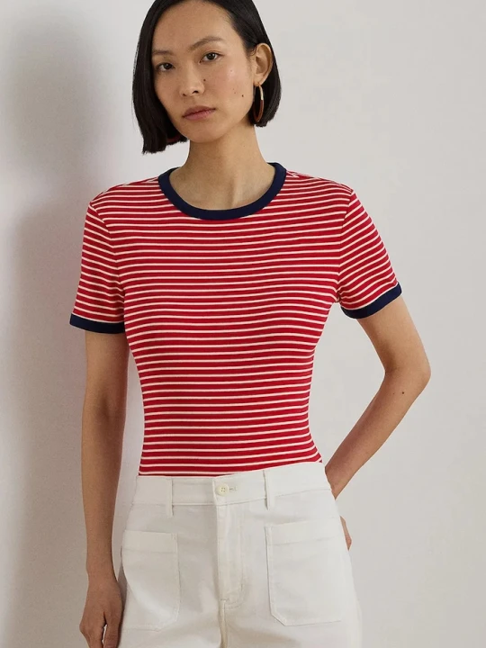 Zdjęcie produktu Lauren Ralph Lauren T-shirt basic damski bawełniany różowy