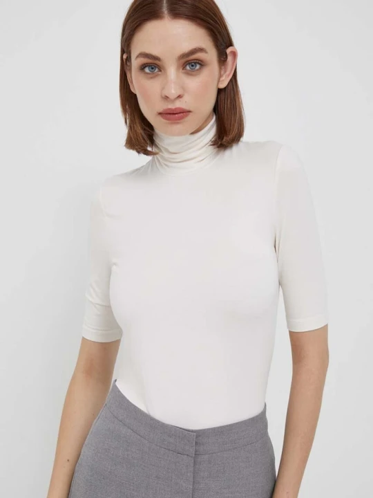 Zdjęcie produktu Lauren Ralph Lauren T-shirt damski z wiskozą beżowy